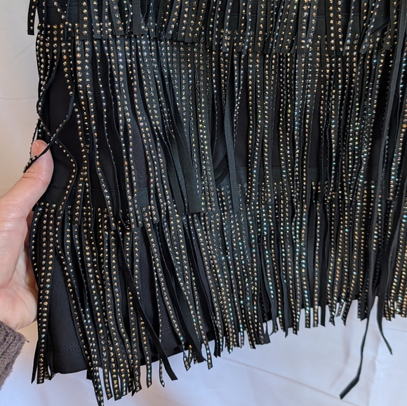 POSTER GIRL Black and Gold Fringe Mini Skirt - Picture 6 of 7
